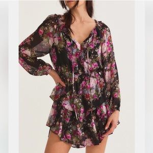 Loveshackfancy Popover Dress Midnight Muse Black Floral Long Sleeve Mini S